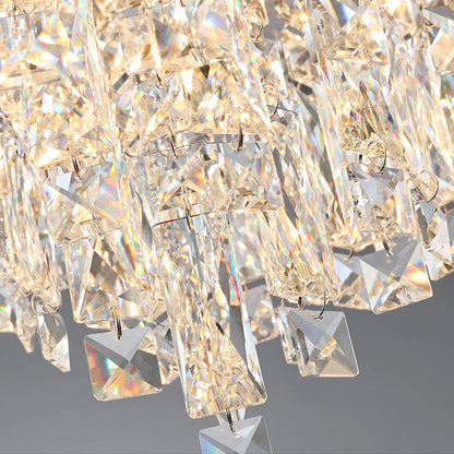 Contemporary Round Crystal Bedroom Chandelier - Flush Mount Ceiling Lights