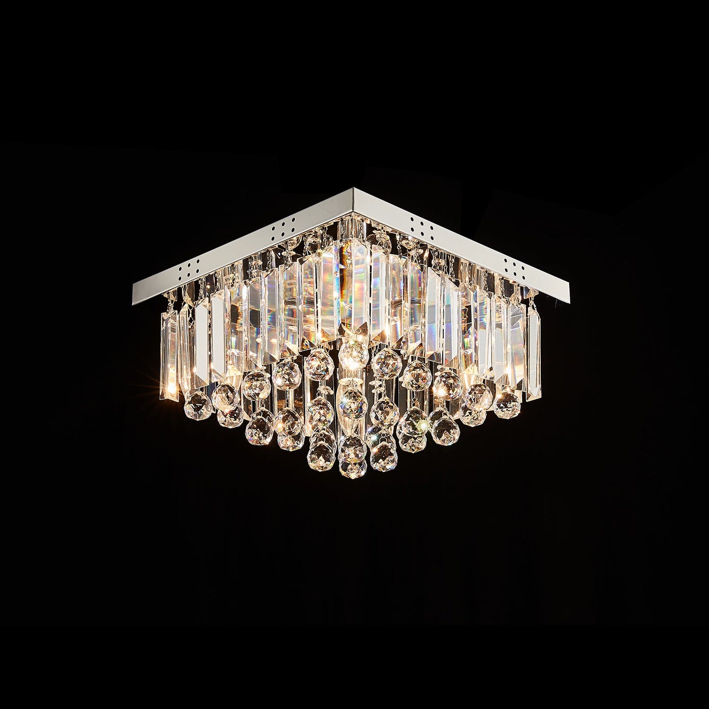 Square Crystal Rain Drop Chandelier Lighting Fixture