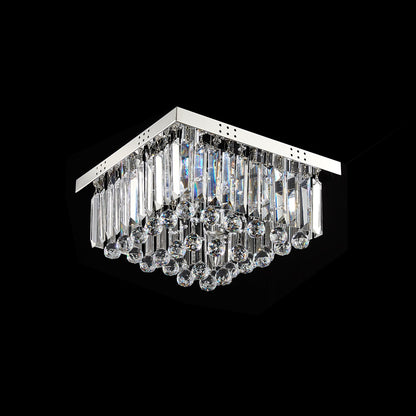 Square Crystal Rain Drop Chandelier Lighting Fixture