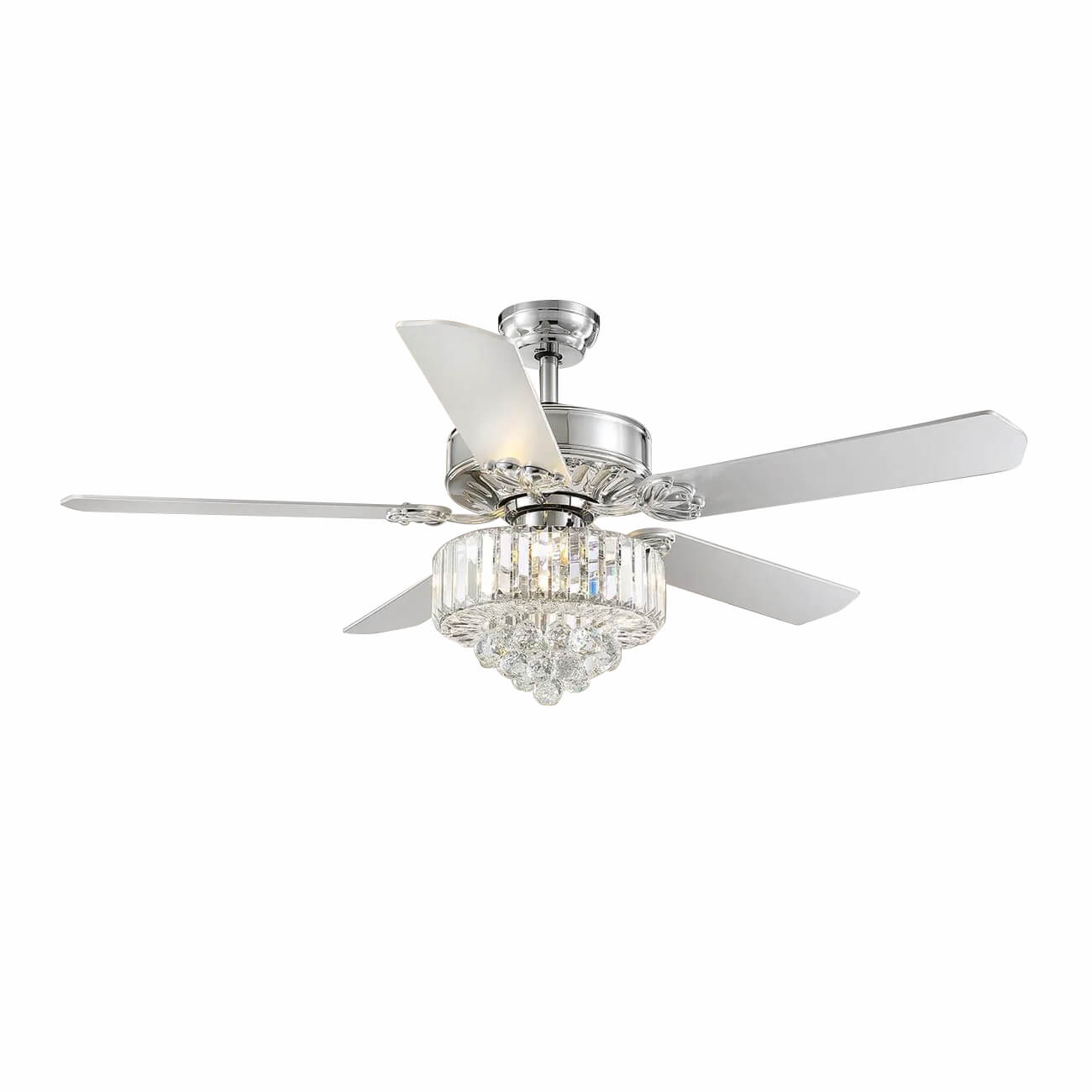 5 - Blade Black Clear Crystal Ceiling Fan with Remote Control for Living Room