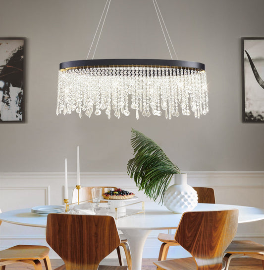 Oval Crystal Raindrop Chandelier