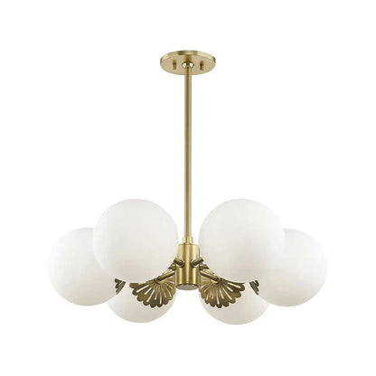 Modern Gold 6-Light White Glass Chandelier