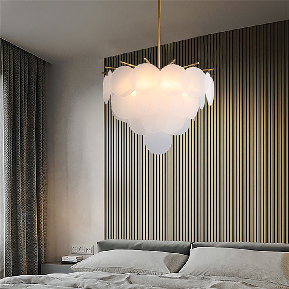 Modern White Glass Chandelier