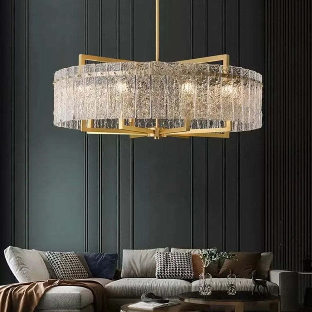 Round Brass Drum Chandelier