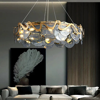 Smokey Gray Glass Chandelier