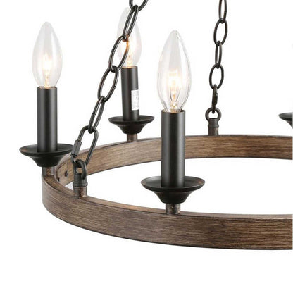 Candle Style Wagon Wheel Chandelier