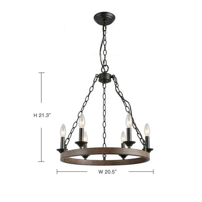 Candle Style Wagon Wheel Chandelier