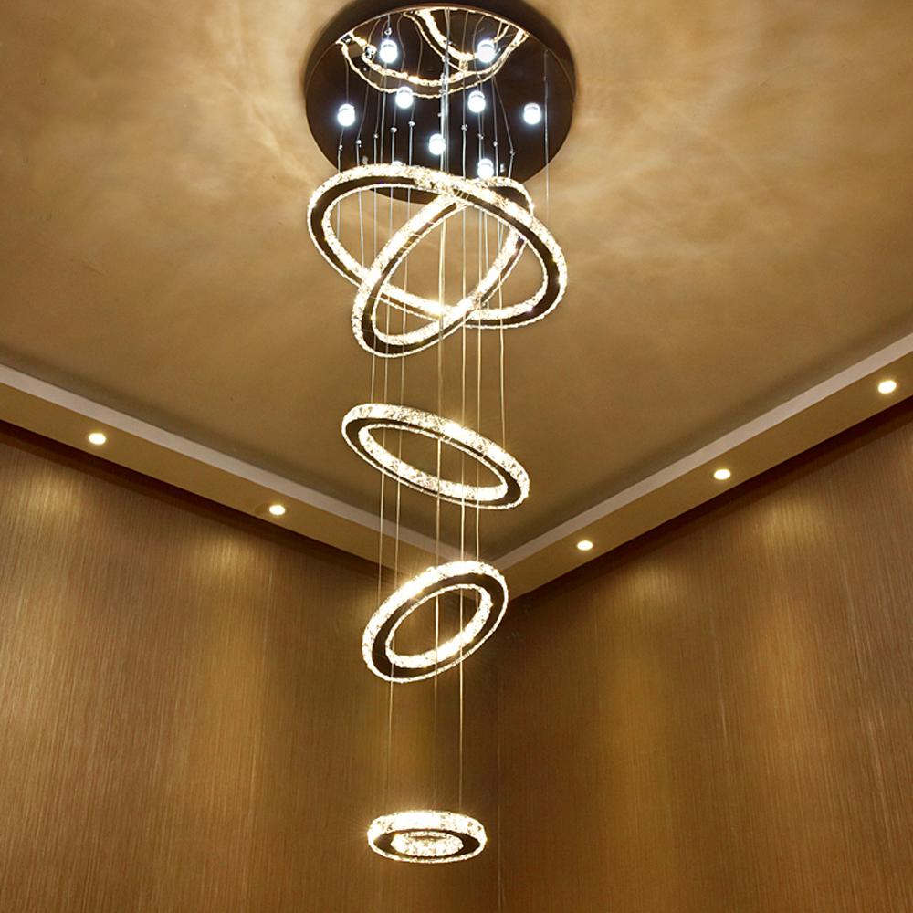 Five & Six Ring Crystal Chandelier Suspension Lights