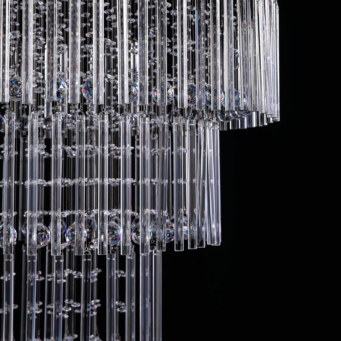 Floating Castle Raindrop Crystal Chandelier For Entryway - Double Layer