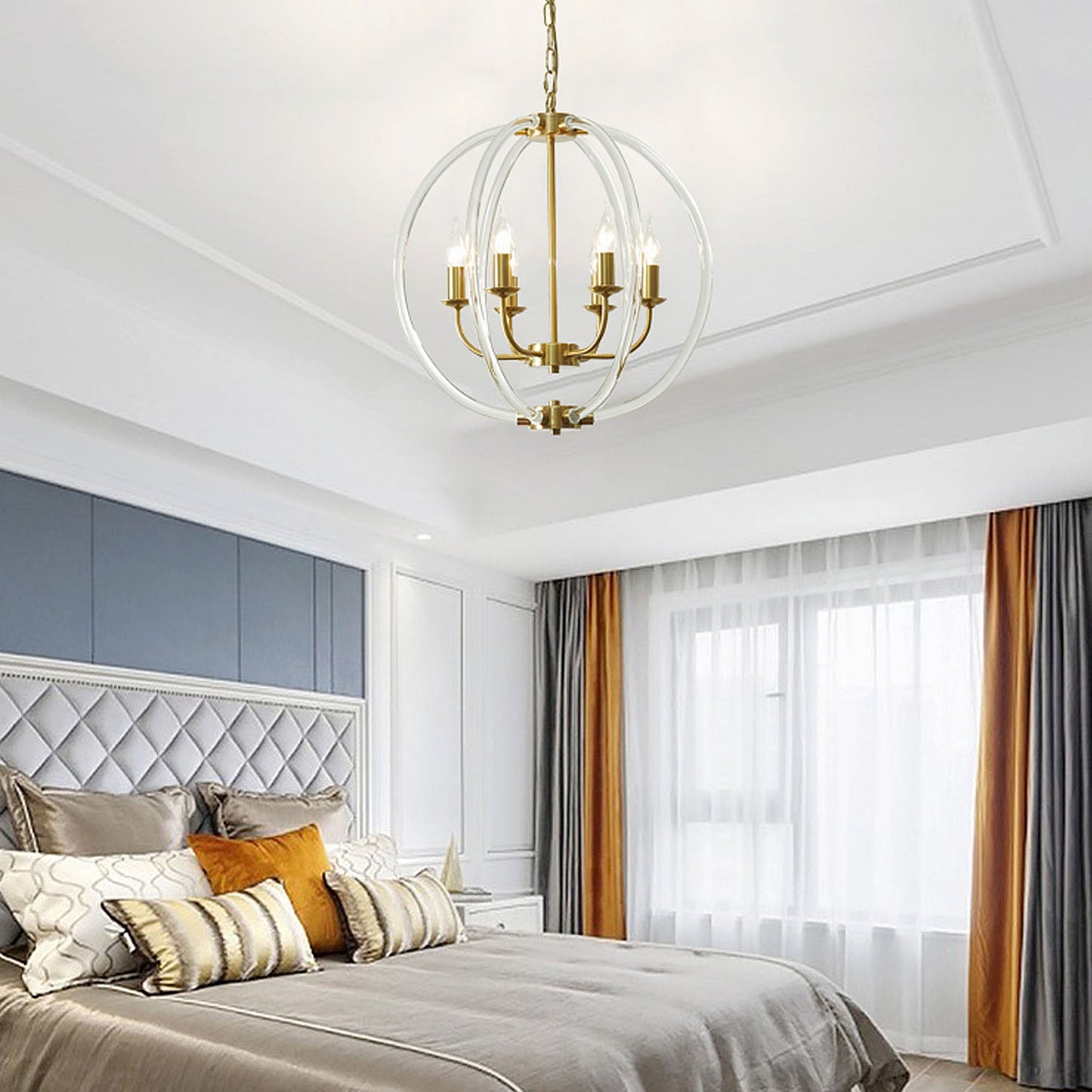 Glass Gold Orb Chandelier