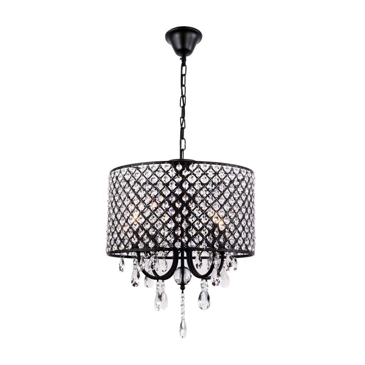 4-Light Candle Style Drum Crystal Chandelier