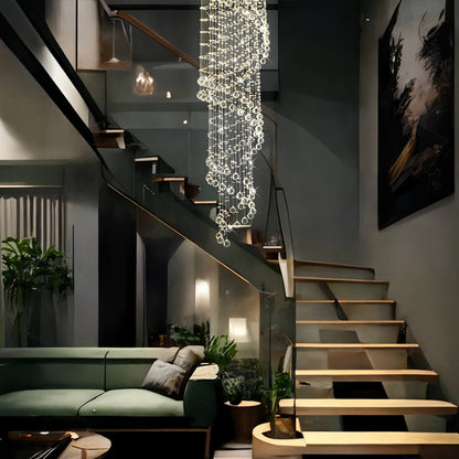 Modern Spiral Raindrop Foyer Chandelier