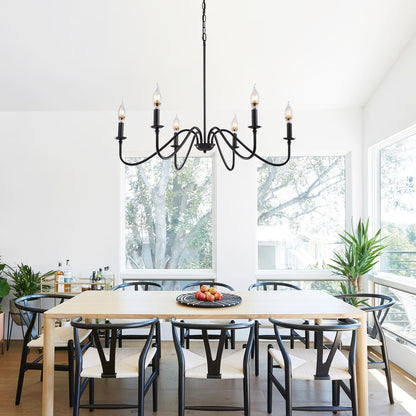 Modern Farmhouse Black Metal  Chandelier