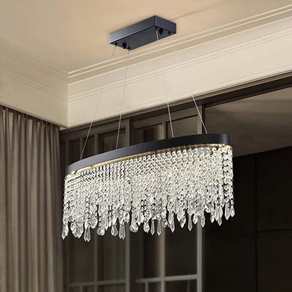 Oval Crystal Raindrop Chandelier