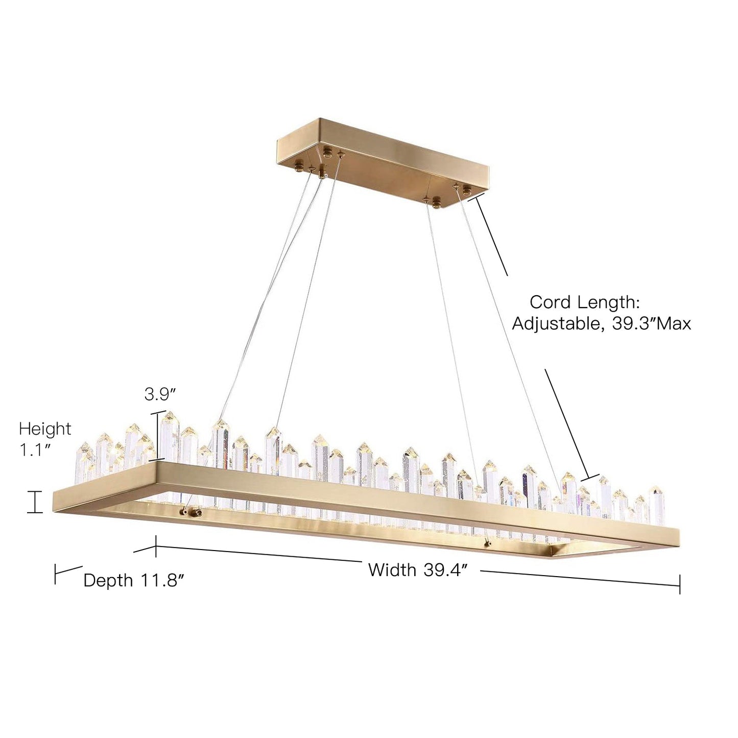 Rectangular Iceberg Crystal Chandelier