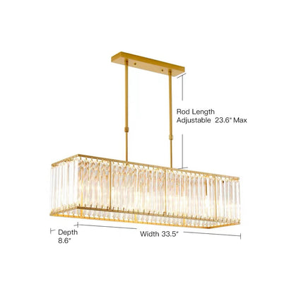 Rectangular Gold Frame Crystal Chandelier