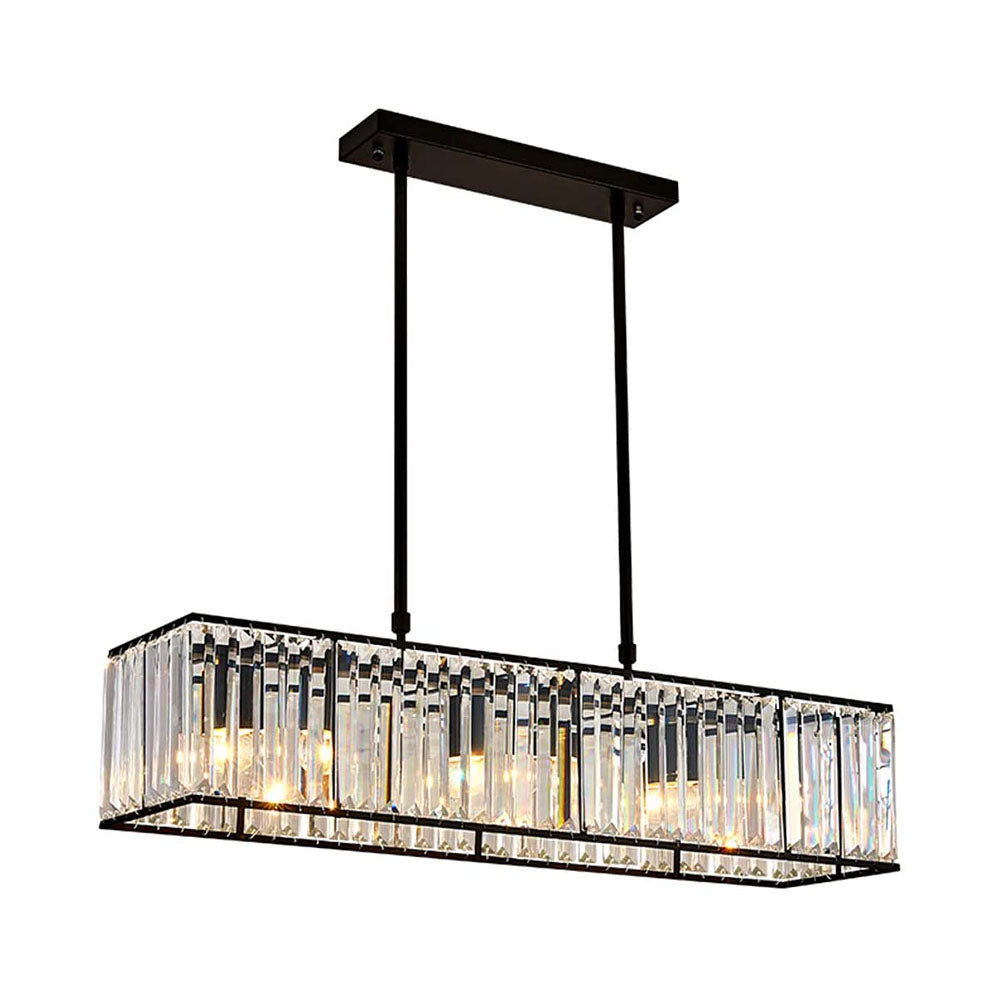 Rectangular Gold Frame Crystal Chandelier