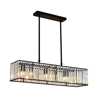 Rectangular Gold Frame Crystal Chandelier