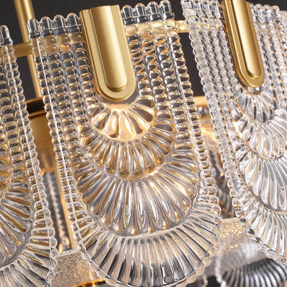 Round Shape Gold Glass Chandelier