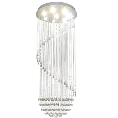 Single Spiral Hemisphere Rain Drop Crystal Chandelier