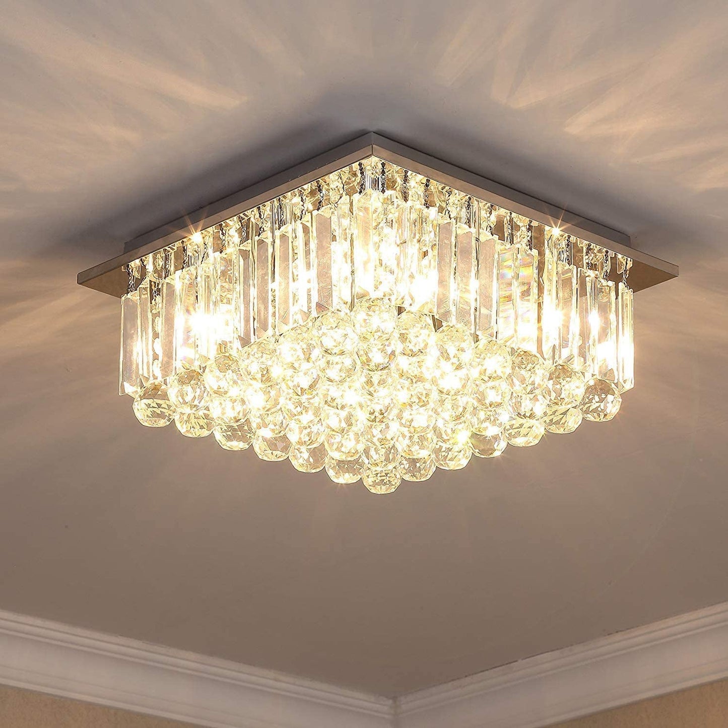 Square Raindrop Crystal Chandelier - Ceiling Light