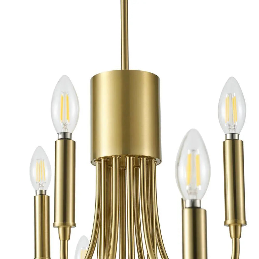 30.7 In. 12-Light Farmhouse Gold Chandelier Rustic Candle Hanging Light Fixture