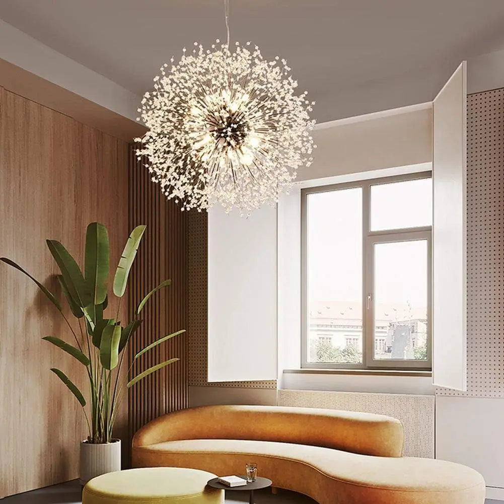 Crystal Chandelier,Modern Chandeliers,Gold Dandelion Firework Chandelier,G9 Pendant Light Fixtures for Dining Room Bedroom Living Room Foyer, Entryway, Kitchen,16-Lights