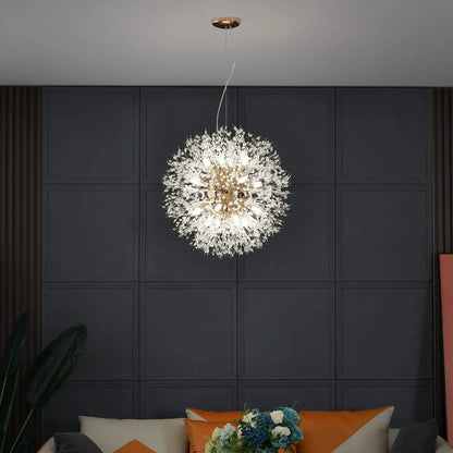 Crystal Chandelier,Modern Chandeliers,Gold Dandelion Firework Chandelier,G9 Pendant Light Fixtures for Dining Room Bedroom Living Room Foyer, Entryway, Kitchen,16-Lights