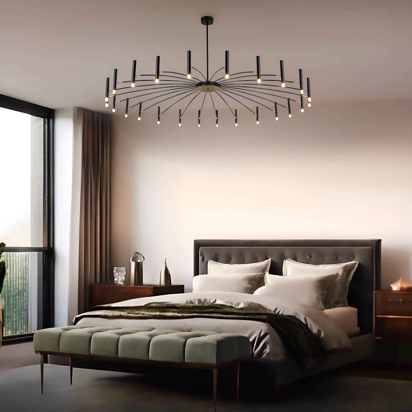 Modern Black Wagon Wheel Hanging Led Ceiling Chandeliers