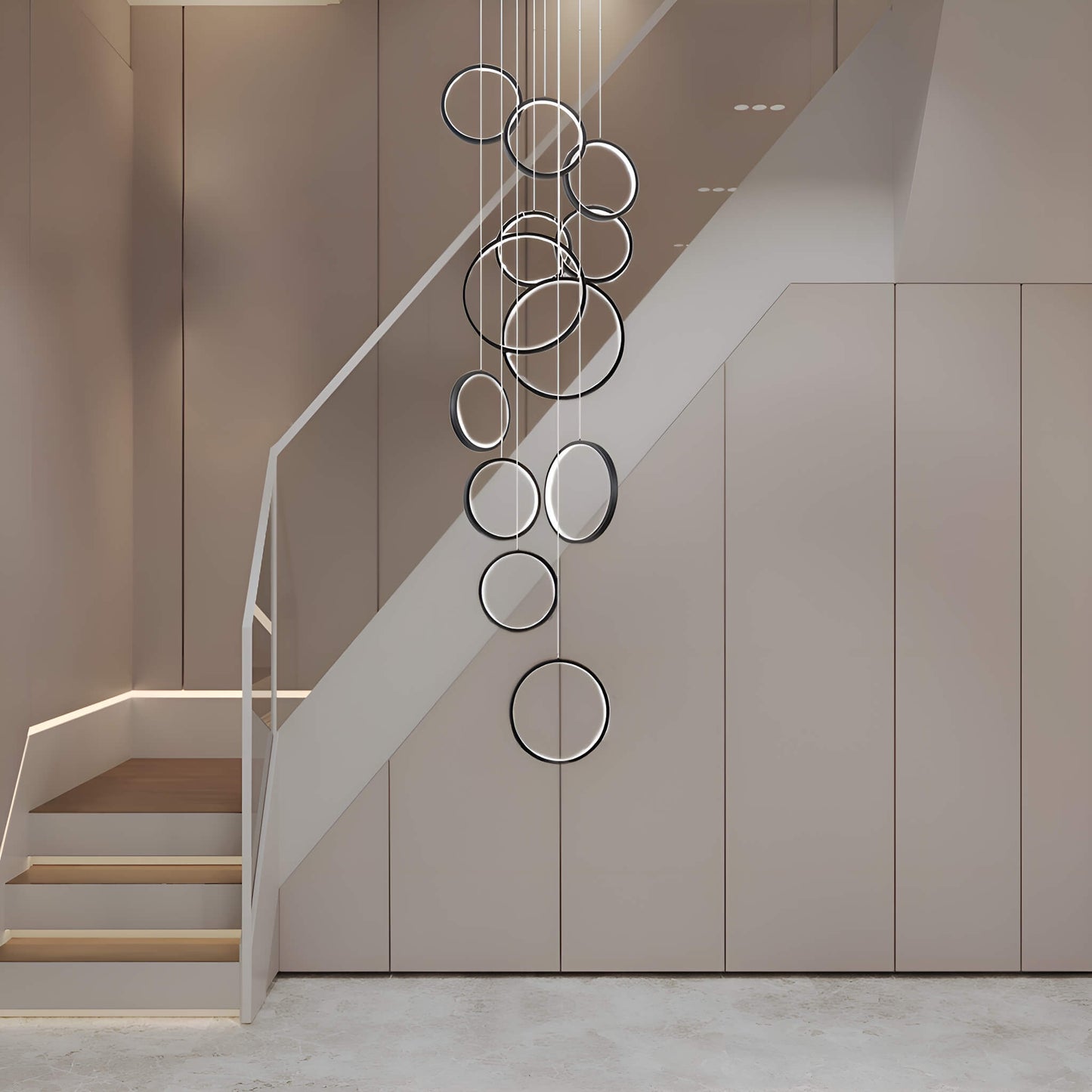 Black Rings LED Light for Modern Minimalist Foyer