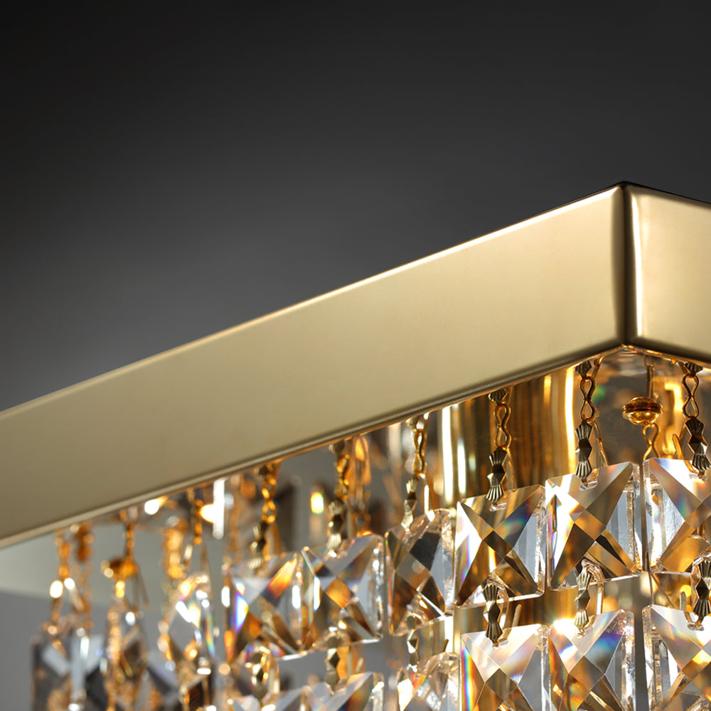 Ceiling Mount Rectangular Crystal Raindrop Chandelier