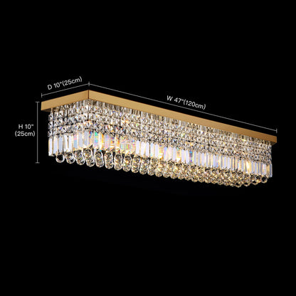 Ceiling Mount Rectangular Crystal Raindrop Chandelier