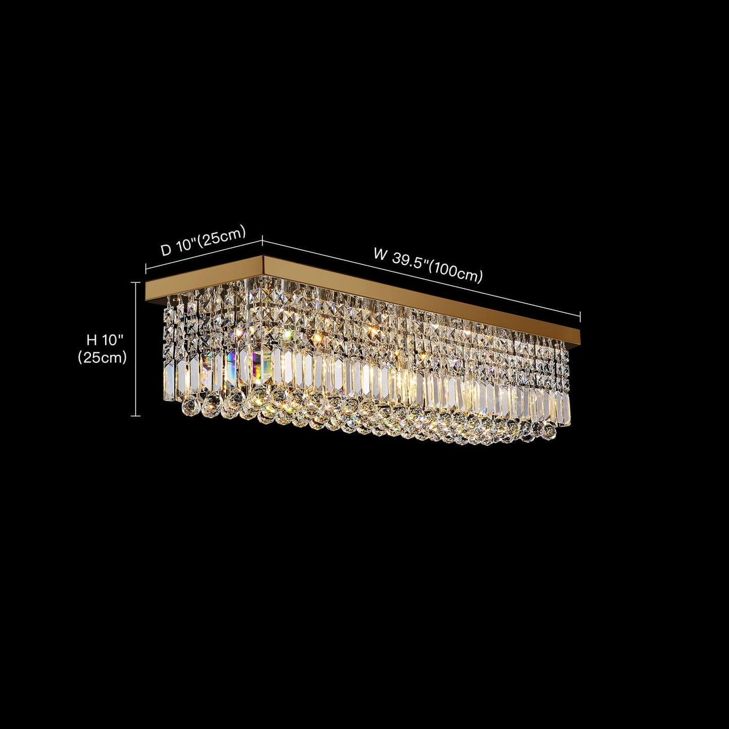 Ceiling Mount Rectangular Crystal Raindrop Chandelier