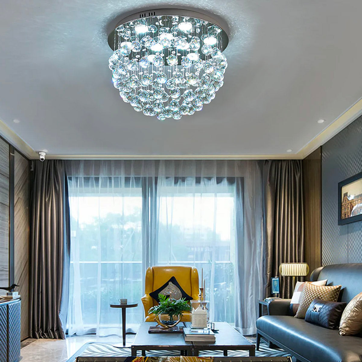 Modern Flush Mount Crystal Chandelier - Fruit Shaped Ceiling Light