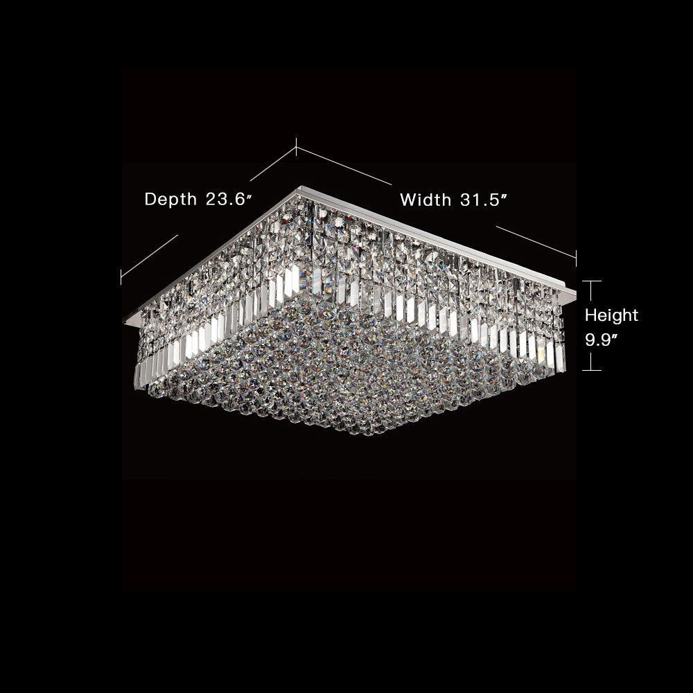 Rectangular Raindrop Crystal Living Room Chandelier Ceiling Lights