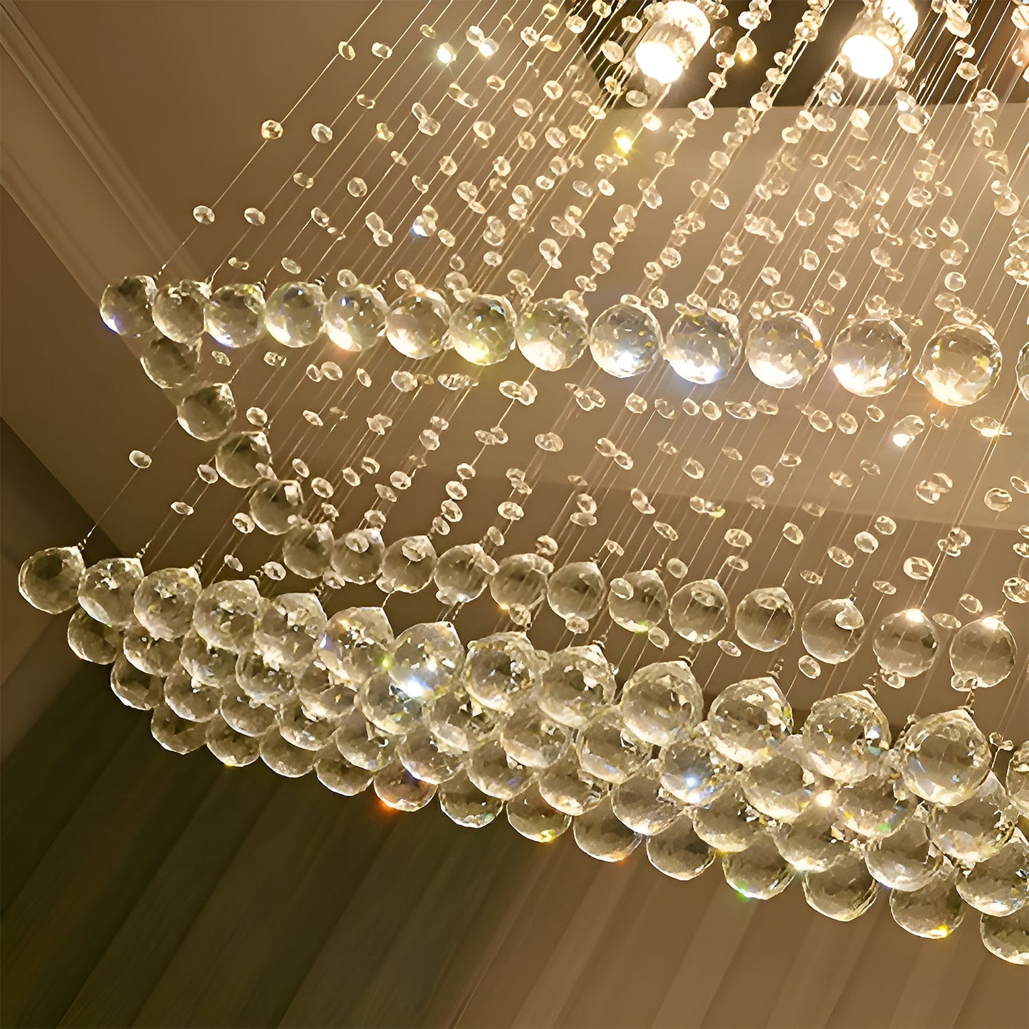 Contemporary Rectangular Crystal Chandelier Ceiling Light