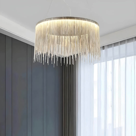 Contemporary Round Linear Aluminum Chandelier