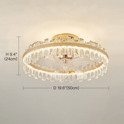 360° Oscillating blade Crystal Ceiling Fan Oscillating Ceiling Fan Light