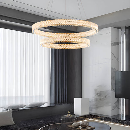 Crystal Ring Chandelier with 2-Tier LED Rings