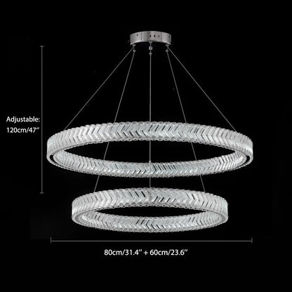 Crystal Ring Chandelier with 2-Tier LED Rings