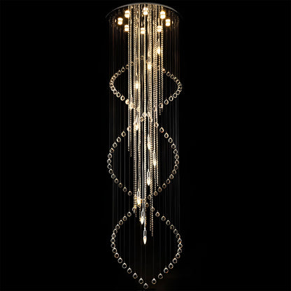 Double Spiral Raindrop Crystal Chandelier - Flush Mount Ceiling Light