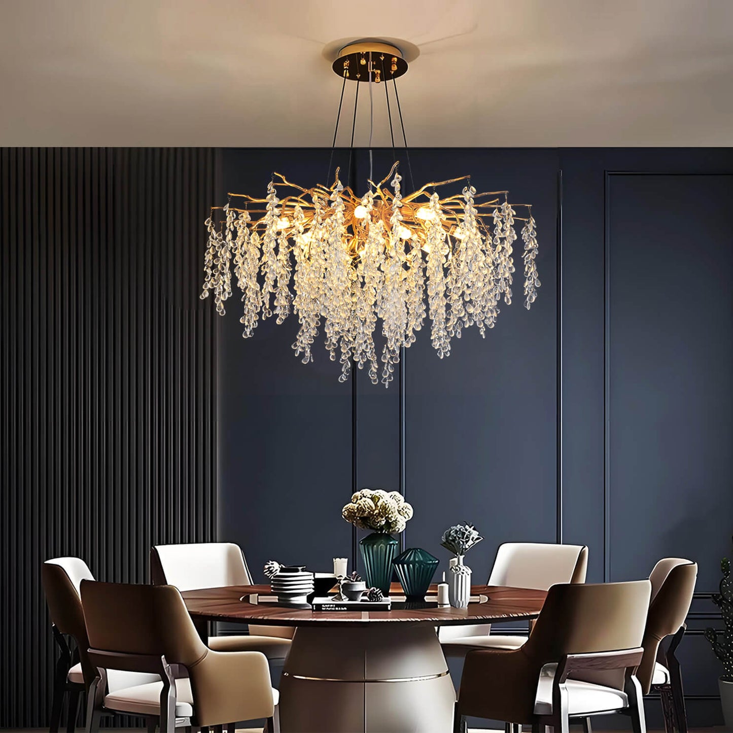 Elegant Luxury French Creative Branch Design with Tassel Glass Chandelier