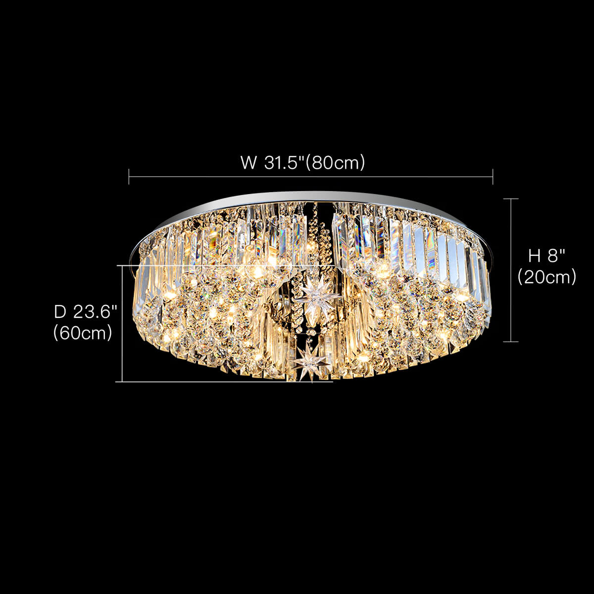 Elegant Moons and Stars Crystal  Chandelier - Ceiling Light