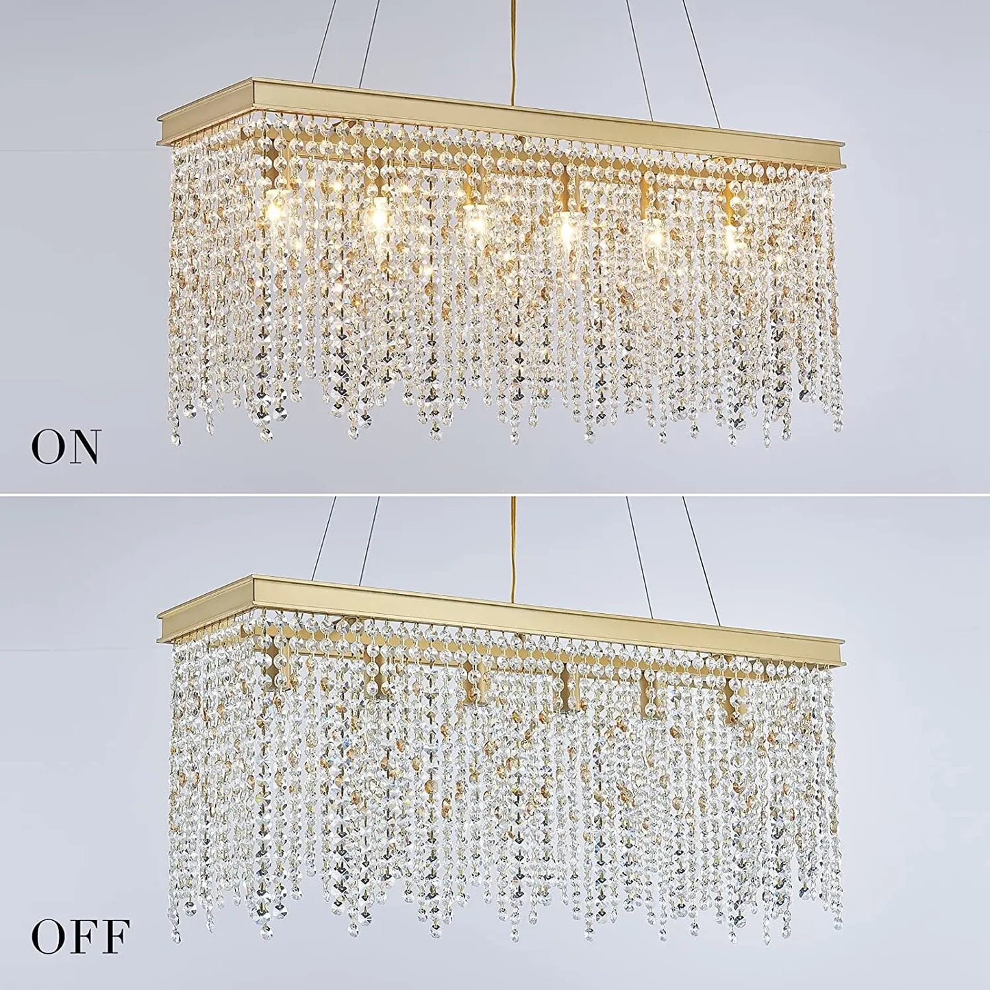 Gold Chandeliers Luxury Modern Crystal Chandelier Light Fixtures for Dining Room Kitchen Island Living Room L30 6-Lights UL Listed