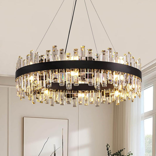 Gleam Luxury Black Crystal Chandelier