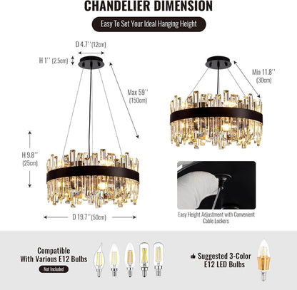 Gleam Luxury Black Crystal Chandelier