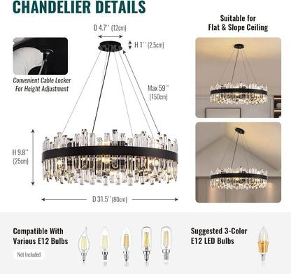 Gleam Luxury Black Crystal Chandelier