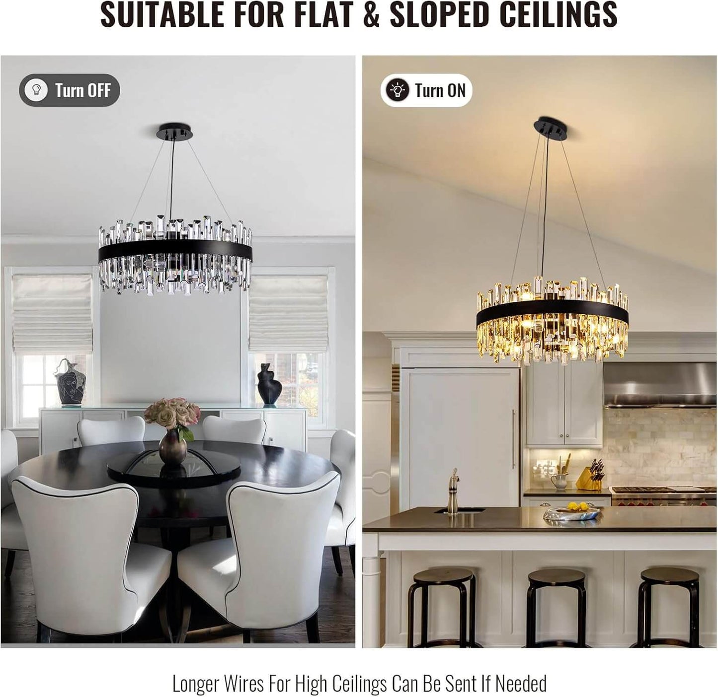 Gleam Luxury Black Crystal Chandelier