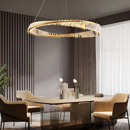 Gold Irregular Ring Crystal LED Chandelier - Multiple Ring Options