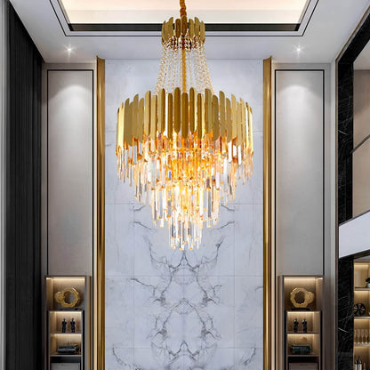 Golden Modern Luxury Crystal Chandelier For Foyer and Entryway